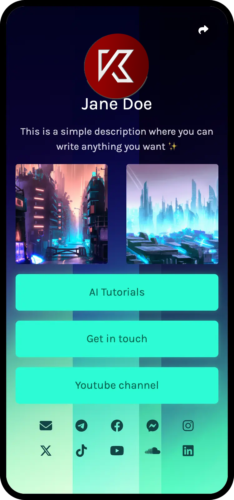 Screenshot of biolink page examples